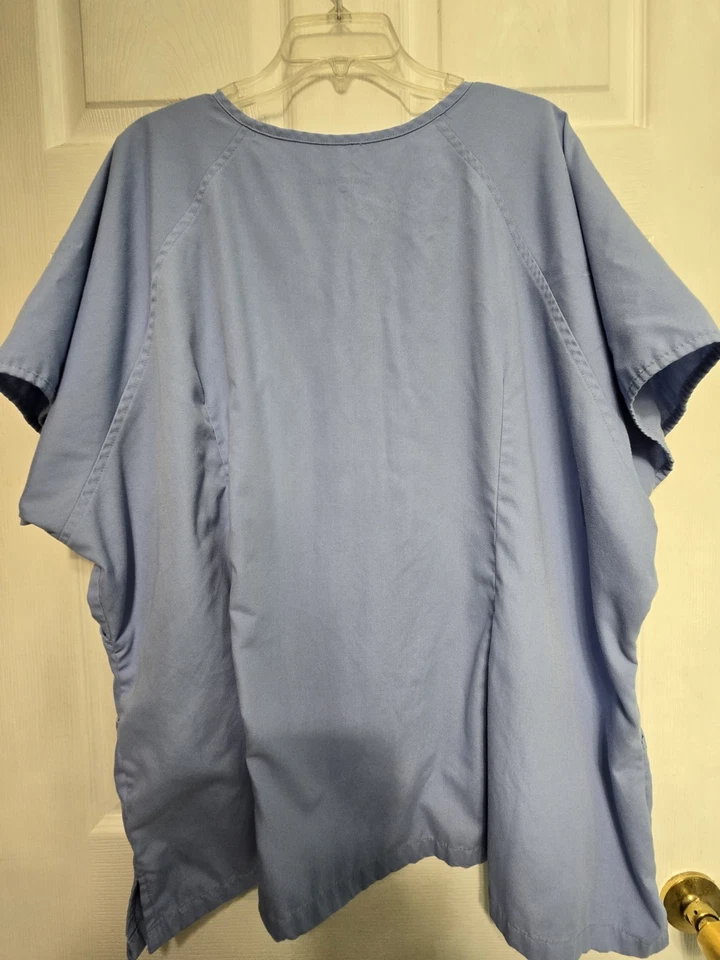 Butter-Soft Scrub Top size 4X-Ceil Blue Mock Wrap-Chest 31"/L 30" - Image 2 of 4
