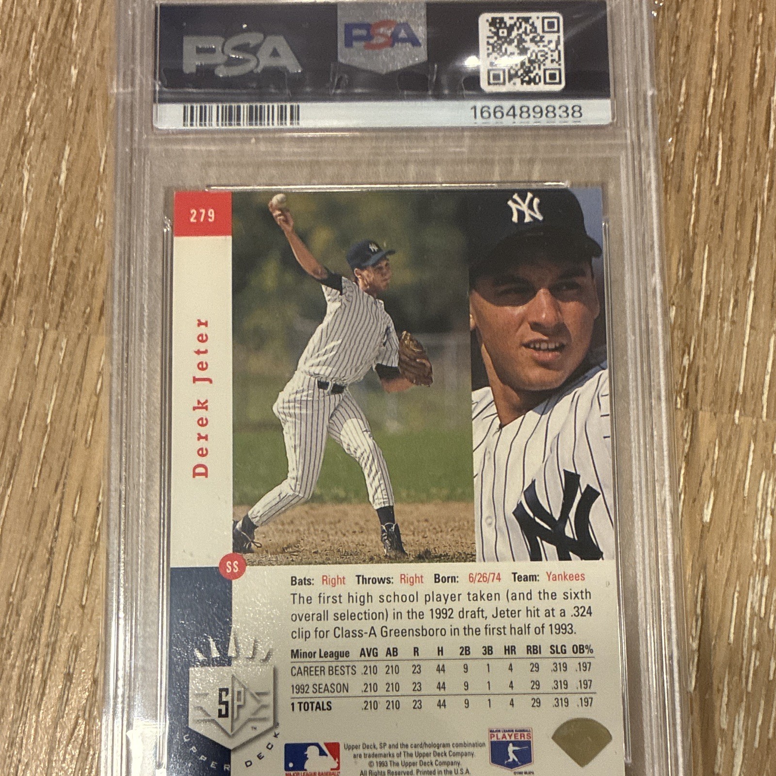 Upper Deck 1993 SP Derek Jeter Foil Rookie #279 Yankees MLB PSA 7 Graded view 5