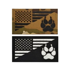 Reflective Safety Patch For Dogs US American Flag With Paw Hook and Loop 2X3.5