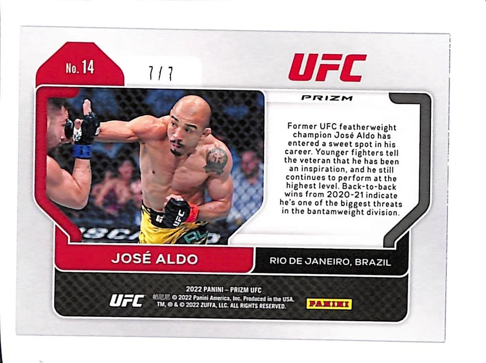 2022 PANINI PRIZM UFC #14 JOSE ALDO BLUE SHIMMER PRIZM FOTL 7/7 - Image 2 of 2