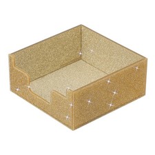 Acrylic Sticky Notes Holder, 3x3" Sticky Pads Dispenser Glitter, Golden