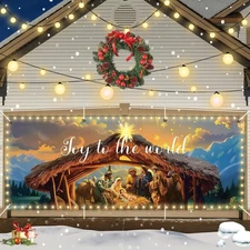 gisgfim 7 x 16 Ft Christmas Garage Door Banner Decoration with colorful 