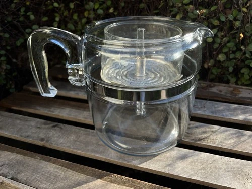 VTG PYREX Flameware Stove Top Coffee Percolator 6 cup 7756-B MCM 1960's