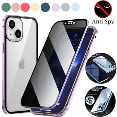 For iPhone 17 16e 15 14 13 Pro Max Case Anti-Spy Full Body Tempered Glass Cover