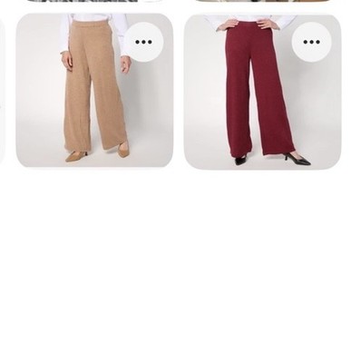 Dennis Basso Reg Easy Rib Wide Leg Pull On Pant Wine & Camel A701560 2 PAIR XXS