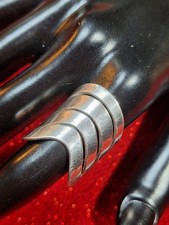 VTG Sterling Silver Modernist Long Modernist Ring 7 Wave Mexico 925 BOHO Wide
