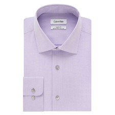 Men's Calvin Klein Non-Iron Button Down Solid Dress Shirt Classic Fit , Lilac