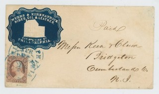 Mr Fancy Cancel 11A CAMEO ILLUSTRATED AD COVER HIDES OIL&LEATHER PHILA EX GIBSON