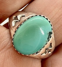 Navajo  Turquoise Ring Size 7.5 Sterling by M Lincoln 4.4g