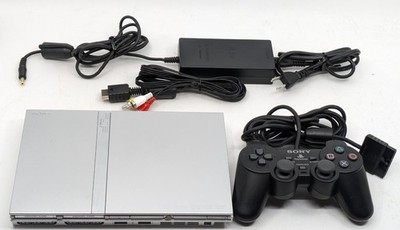 Sony PS2 Slim Silver SCPH-75000 NTSC-J Console Tested Works w/ Controller