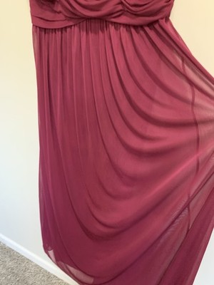 David's Bridal Bridesmaid Dress Gown Burgundy Wine Red Sleeveless Full  Length 20 | eBay