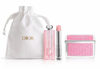  Original DIOR Set! UVP 68£ Lip Glow Balm 001/Pink 3,2g + Rosy Glow Blush 4,4g 