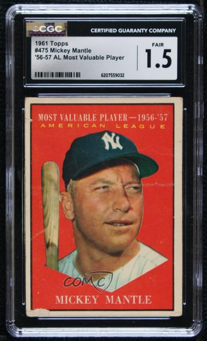 1961 Topps Most Valuable Players Mickey Mantle #475 CGC 1.5 HOF n8a
