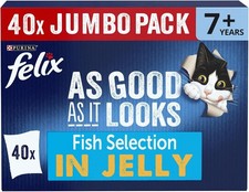 FELIX As Good As it Looks Senior 7+ Fish Selection in Jelly Wet Cat Food 40x85g 7.85 per kilo