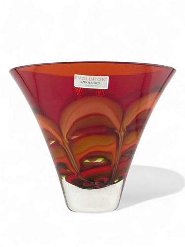 Waterford Crystal EVOLUTION RED & AMBER Art Glass NEW In Neiman Marcus Box - Picture 2 of 8