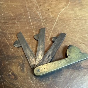 Antique Blood Letting Fleam Tool Bleeder Knife Brass Handle 3 Blade WESTBY West