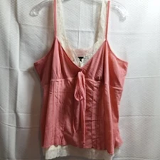 Y2K VENEZIA Babydoll Cami Tank Top Plus Sz 14/16 Mauve Ivory Lace Coquette Fairy
