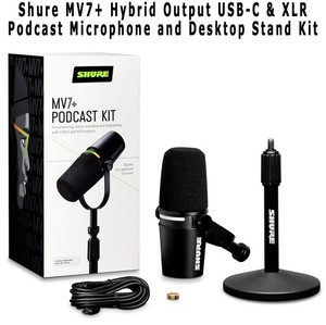Shure MV7+ Produit hybride USB-C et XLR Kit et support de micros baladodiffusion - noir