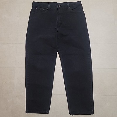 Vintage 90s Levis 550 Jeans Mens 40x30 Black Relaxed Tapered USA Red Bat Wing 