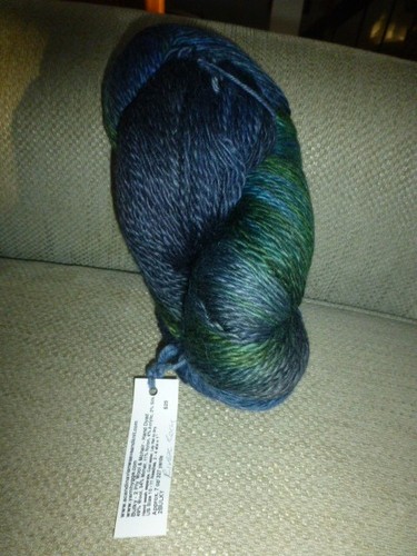 Scandinavian Weave and Knit Yarn Bulky wool mohair blend 1 blue green skein