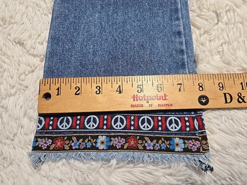 Ujeans Girls's 8 Bimbo U Jeans Low Rise Embroidered Peace Sign Leg Cuff NEW NWT - Picture 3 of 8
