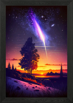 Gerahmtes Wandbild Poster Leinwanddruck Bild Sonnenuntergang Komet Trail