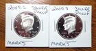 2009 S 90% Silver Proof Kennedy Half Dollar 2 COINS IMPAIRED NO RETURNS