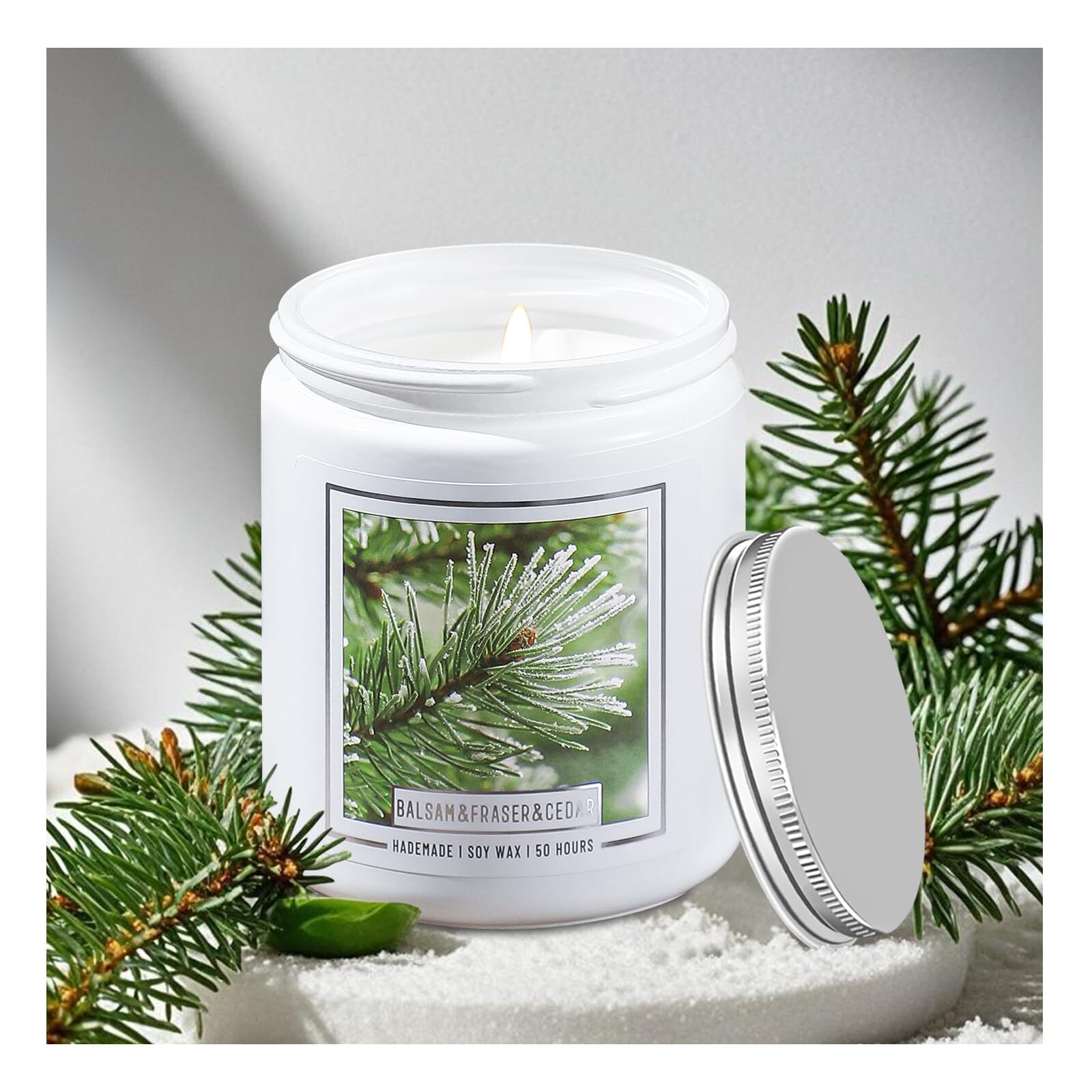Pine Candle, Christmas Balsam Fir Candles Scented, Balsam Candle, 7oz Christm...