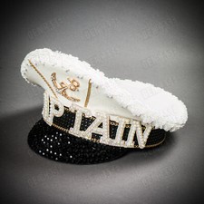 White Burning Man Gold Anchor Captain Hat Adult Yacht Sailor Costume Party Hat