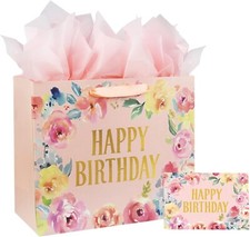Large Happy Birthday Gift Bag 13 Inches Beautiful Bag With Card  Tissue Papers