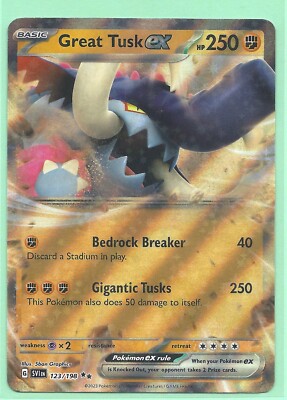 GREAT TUSK ex 123/198 SCARLET AND VIOLET POKEMON-RARE HOLO- MINT