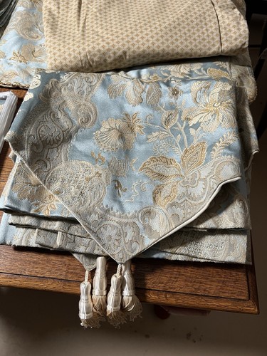 Croscill Napoleon Nicolette Blue/Gold Queen Comforter Set 17 Piece HUGE SET HTF - Picture 2 of 12