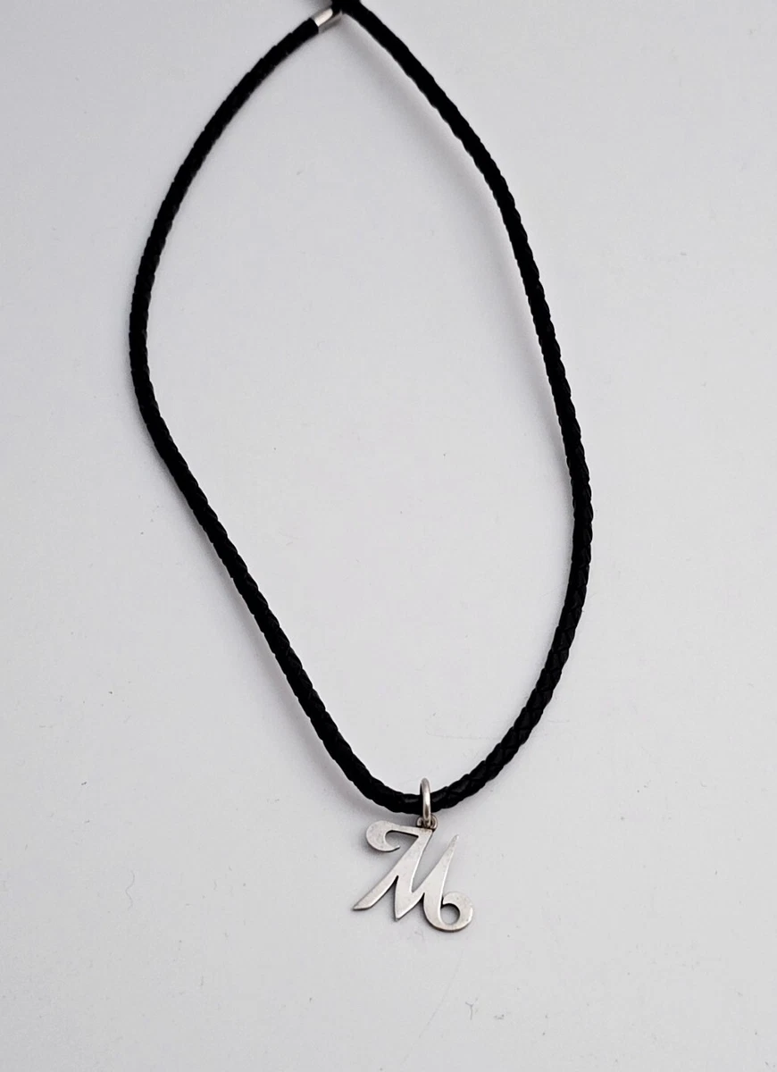 Retired James Avery Leather Cord Necklace With Letter M Pendant
