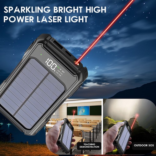 USB C 30000mah Wireless Power Bank Backup Battery, Solar Charger with 4 Cables - Picture 30 of 43