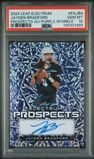 2024 LEAF ELECTRUM JAYDEN BRADFORD AUTO PURPLE SPARKLE #6/7 PSA 10 GEM MINT
