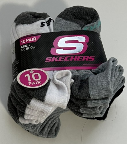 Skechers Girls' Little 10 Pack No Show Socks, Black/Multi, Sz 5-6.5 School Sale - Picture 4 of 18