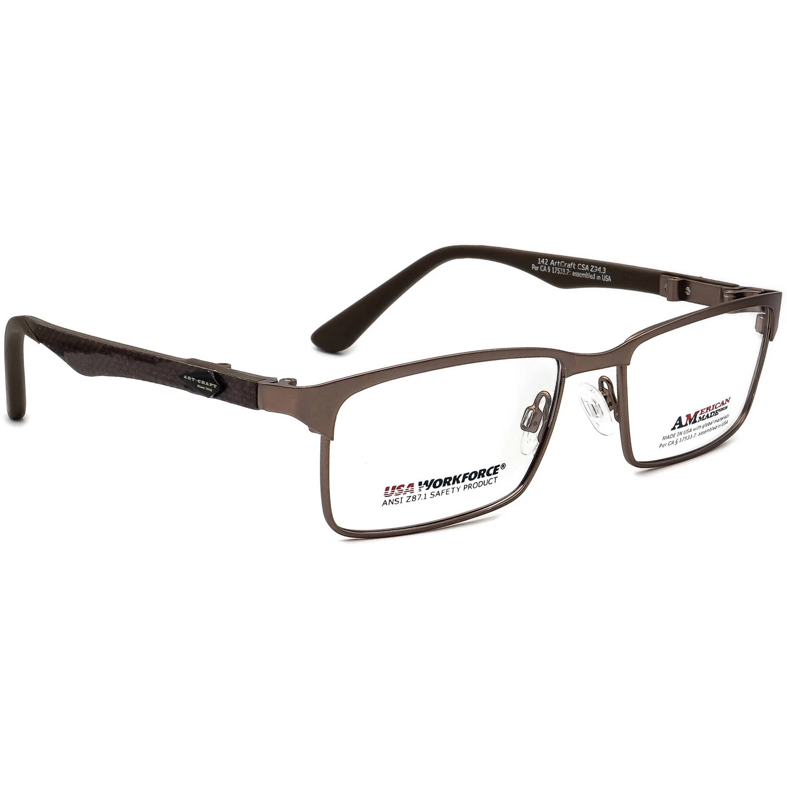 Artcraft Eyeglasses WF451AM 45143 37 Carbon Fiber Brown Frame USA 52[]16 142