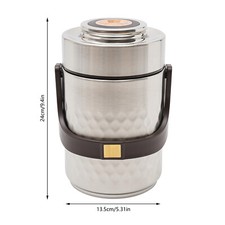 3-Tier Sealed Stackable Food Thermos Silver Insulated Thermal Lunch Box