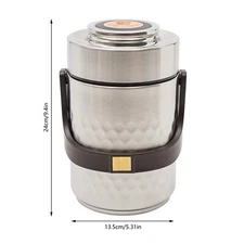 3-Tier Sealed Stackable Food Thermos Silver Insulated Thermal Lunch Box