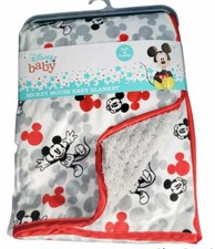 Disney Baby Mickey Mouse red trim blanket New boy girl