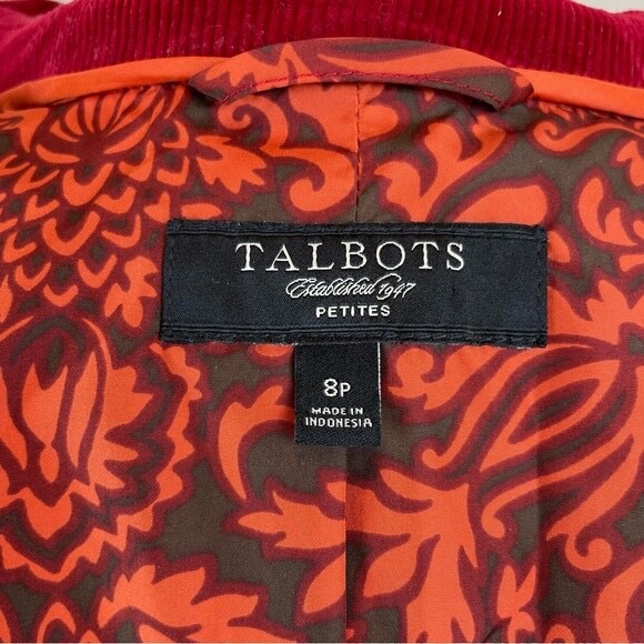 Talbots Solid Red Corduroy Button Front Jacket Wo… - image 2
