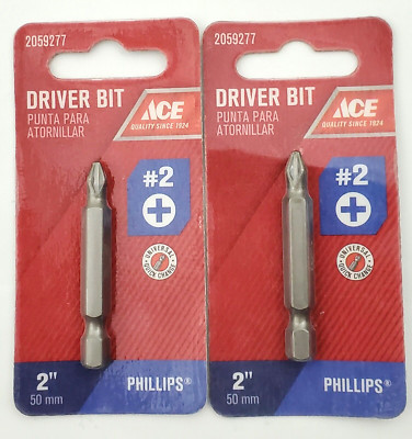 Lot of 2 Ace Hardware 2059277 #2 Phillips Driver Bits 2'' Long