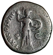Domitian Sestertius "Minerva with Spear" Rome 82 AD Fine