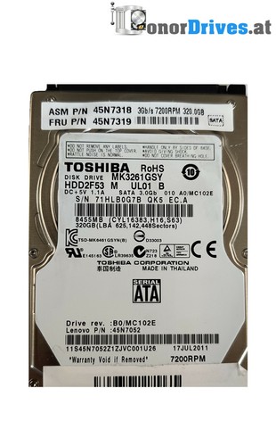 Toshiba - MK3261GSY - 320 GB - SATA - Pcb.G002872A*
