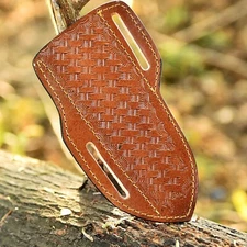 USA EDC Handmade Pancake Straight Fix Blade MultiTool carry Leather Knife Sheath