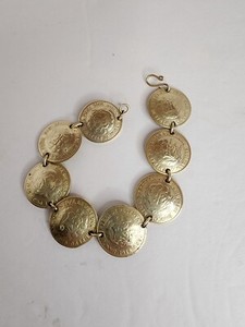 Peruvian Coin Bracelet, Handmade 1976 1/2 Sol De Oro