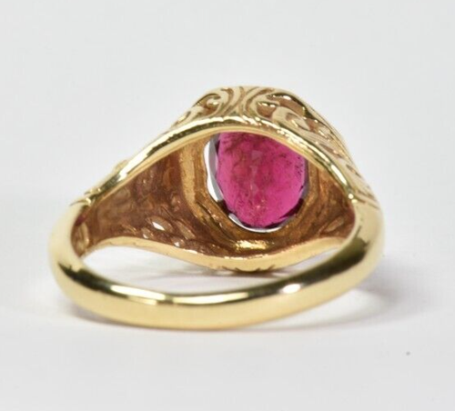 Earth Mined Rubellite Tourmaline Antique Filagree Design Ring - Picture 11 of 17