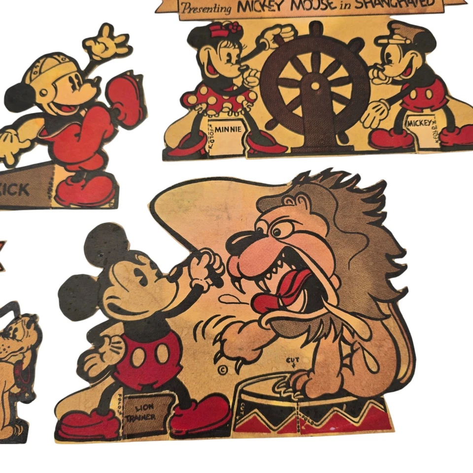 13 Walt Disney Mickey Mouse Plutón Gato Dibujos Animados Cartón Recortado Juguete Años 30 Foto 3 de 4