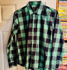 UNTUCKIT MEN'S BLUE GREEN CHECK PLAID BONARDA LONG SLEEVE SHIRT - Medium EX