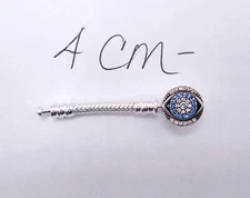 UNIVERSAL EXTENDER FOR CHARM BRACELET WITH BLUE PAVED ZIRCON EVIL EYE CLASP 4CM